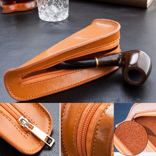 Firedog Portable Genuine Leather Single Smoking Pipe Pouch Bag